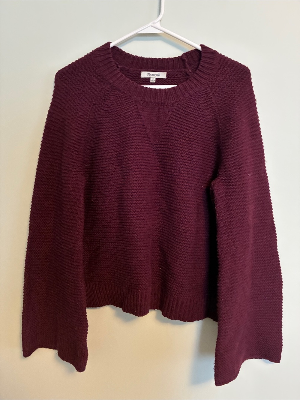 Madewell Women's Deep Wine Textured Crewneck Sweater
